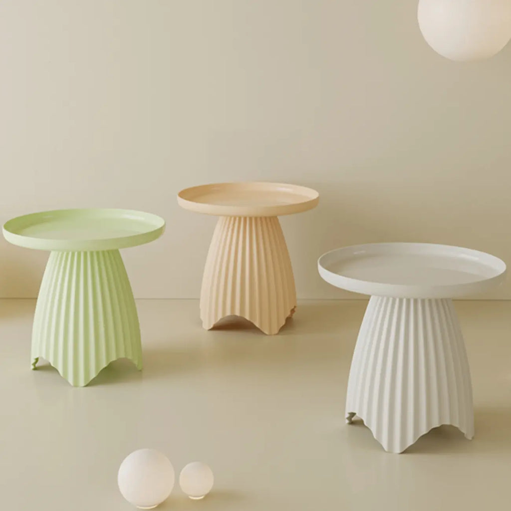 Scandinavian Plastic Round End Table with Tray Top for Bedroom