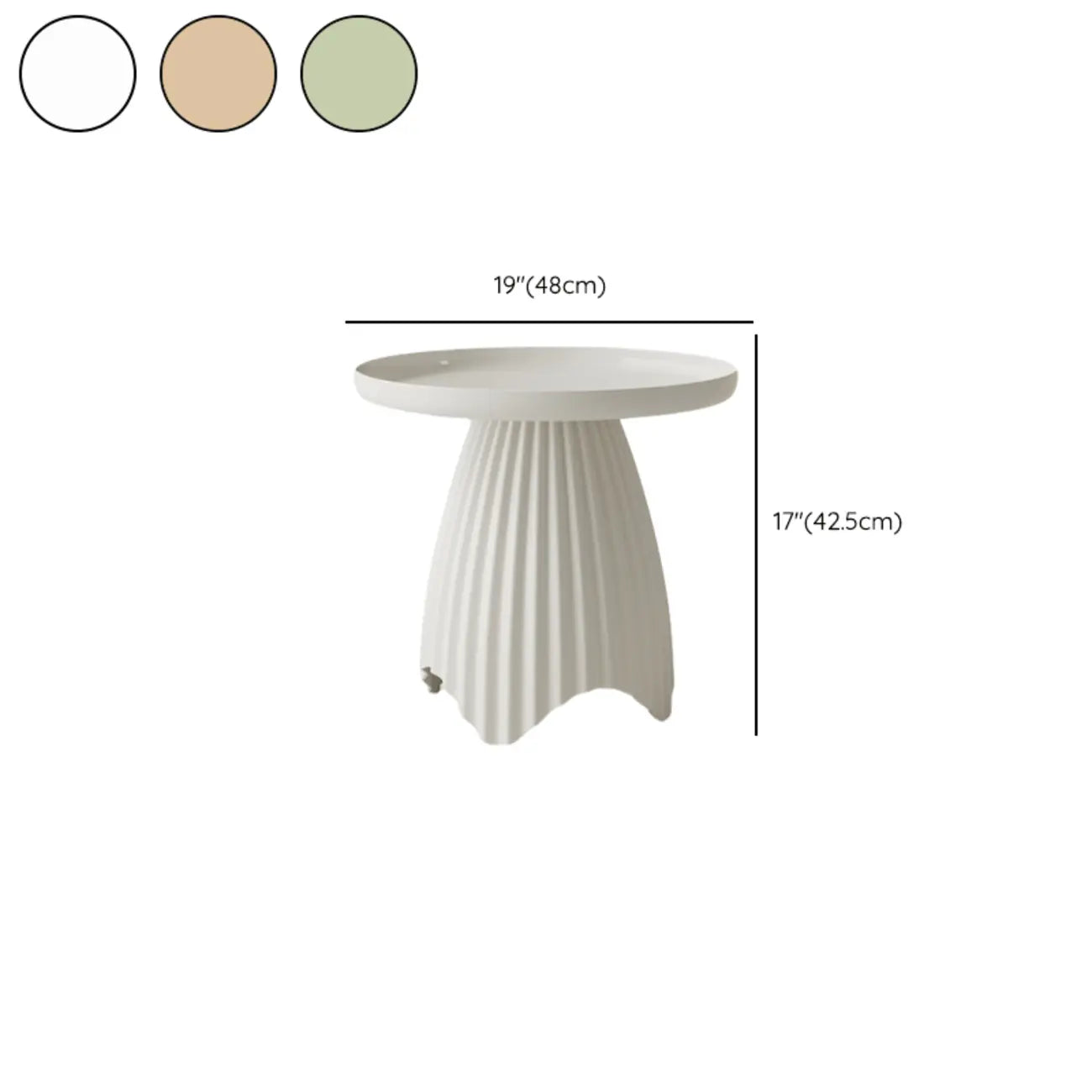 Scandinavian Plastic Round End Table with Tray Top for Bedroom