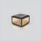 Black Metal Striped Solar Square Outdoor Post Lights