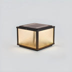 Black Metal Striped Solar Square Outdoor Post Lights