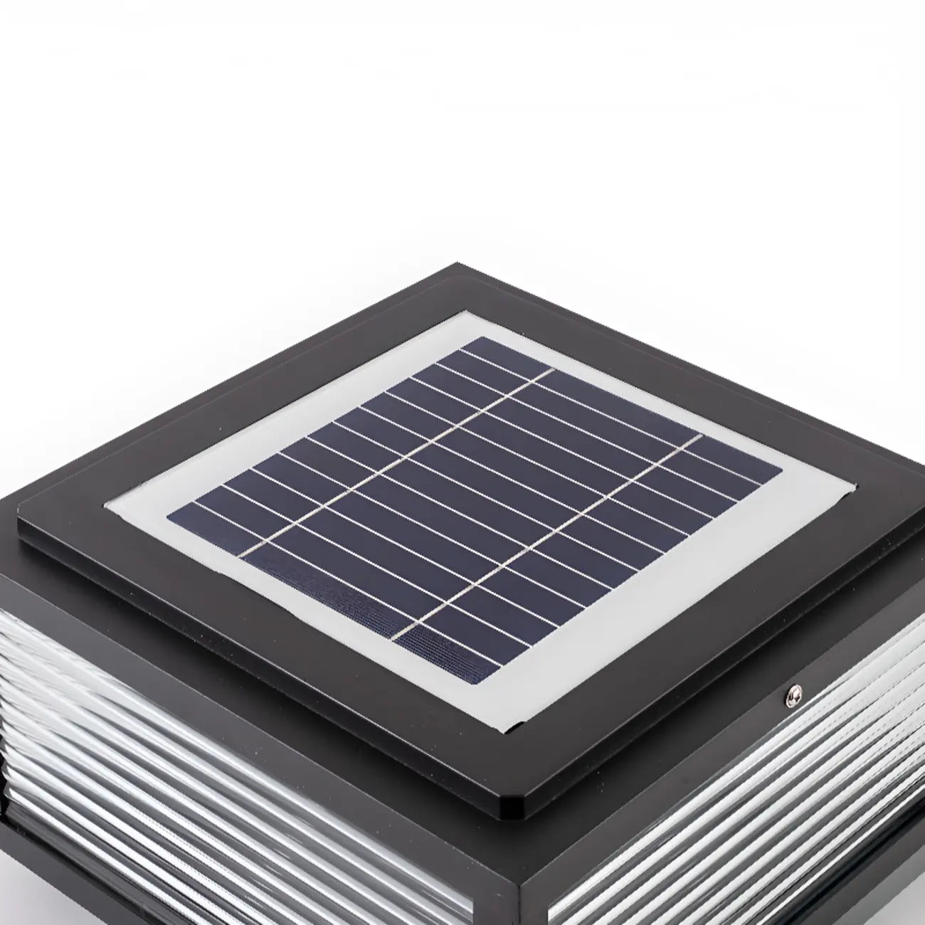 Black Metal Striped Solar Square Outdoor Post Lights