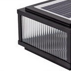 Black Metal Striped Solar Square Outdoor Post Lights
