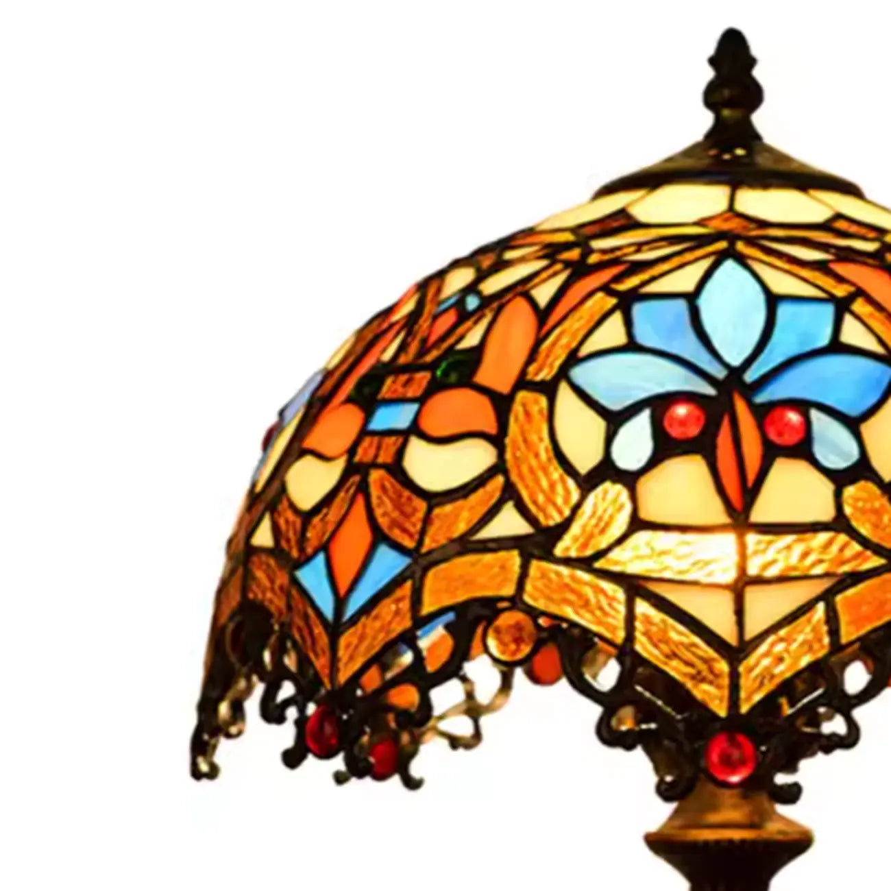 HomeyFad Vintage Stained Glass Dome Bronze Table Lamp