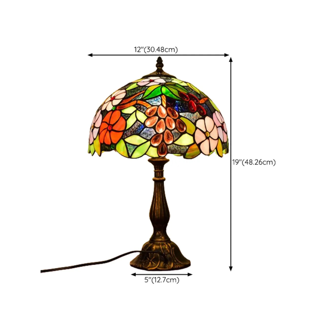 HomeyFad Vintage Stained Glass Dome Bronze Table Lamp