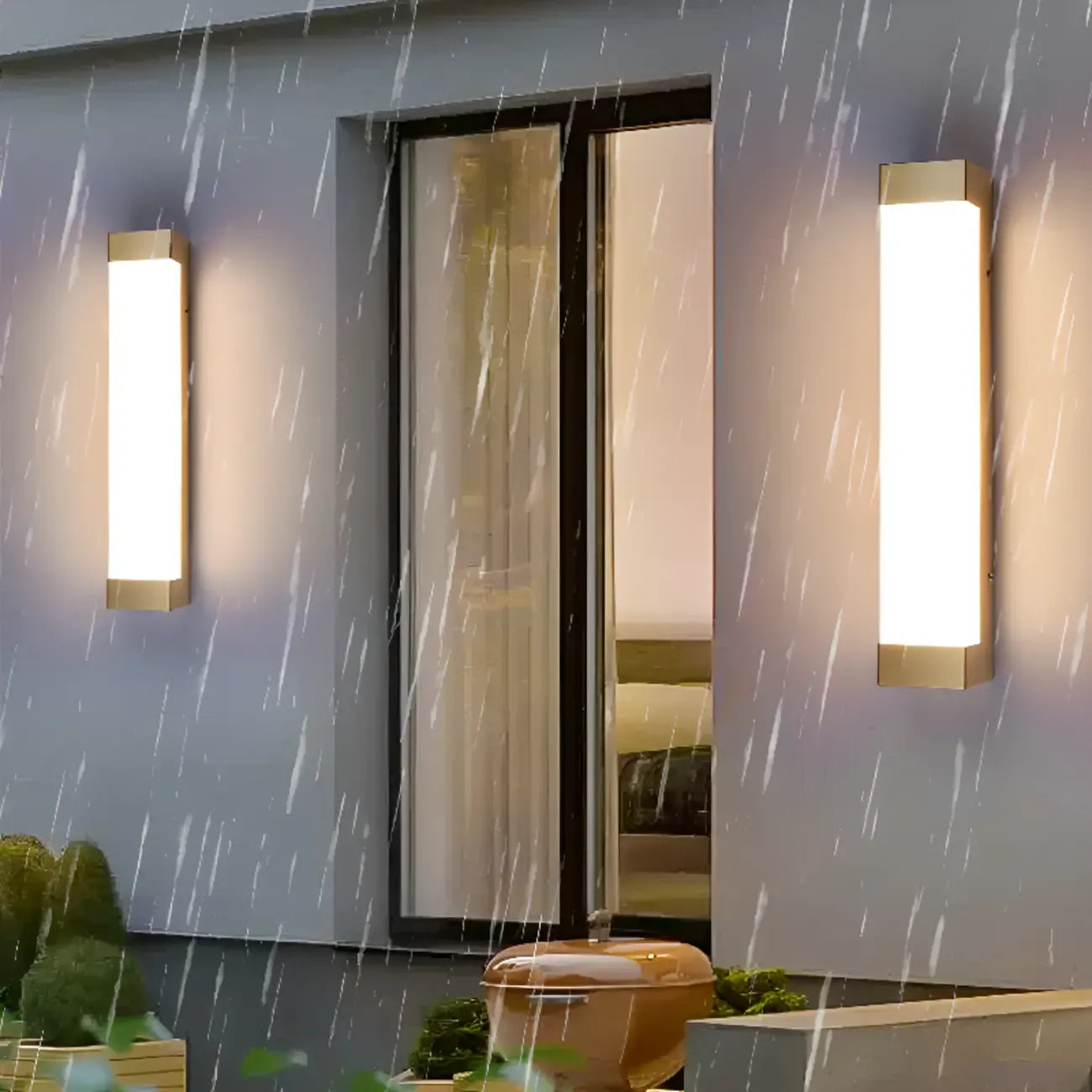 Third Gear Dimming Polymer Shade Outdoor Steel Wall Sconce