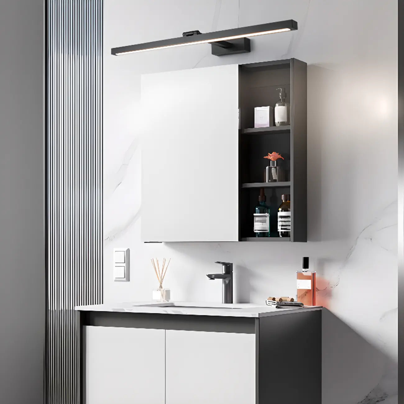 Stylish Black Linear LED Bathroom Vanity Light