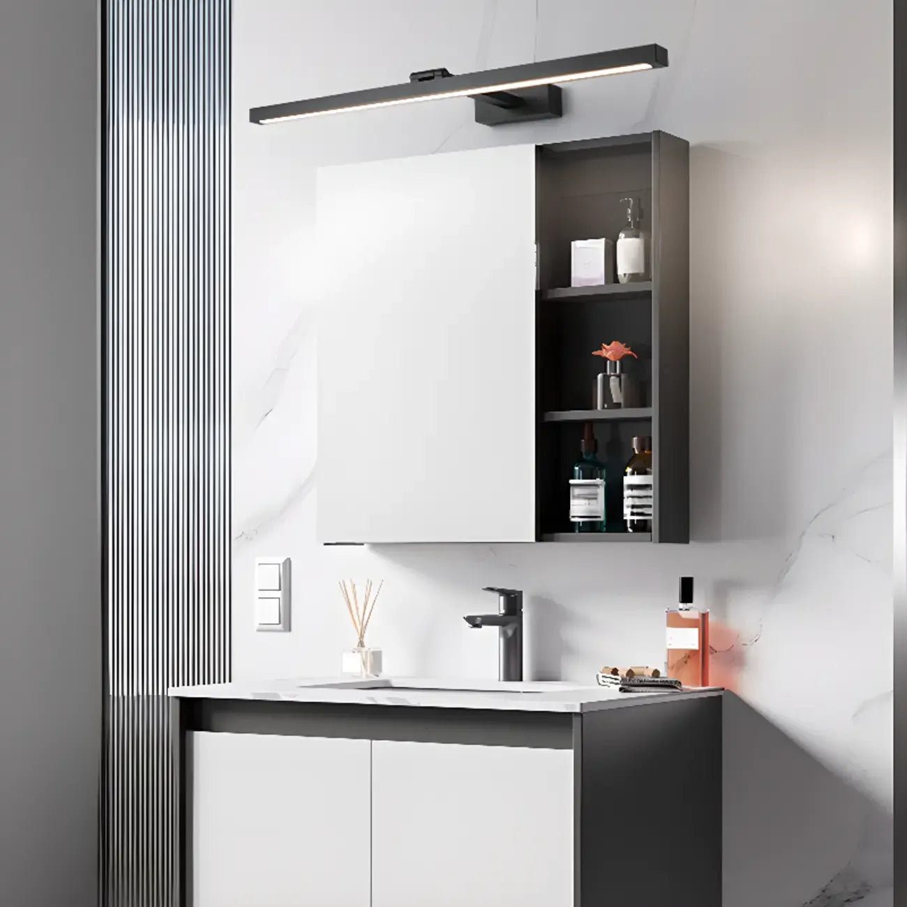Stylish Black Linear LED Bathroom Vanity Light