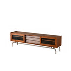 Nordic Brown Wood TV Stand with Metal Legs for Living Room