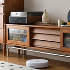 Nordic Brown Wood TV Stand with Metal Legs for Living Room