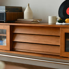 Nordic Brown Wood TV Stand with Metal Legs for Living Room