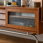 Nordic Brown Wood TV Stand with Metal Legs for Living Room