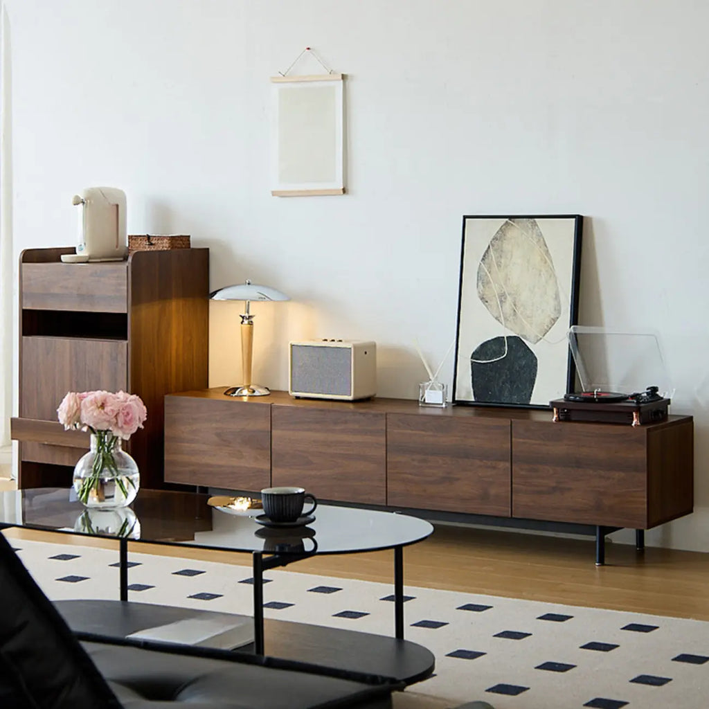 Mid-Century Modern Wood TV Cosole with Storage