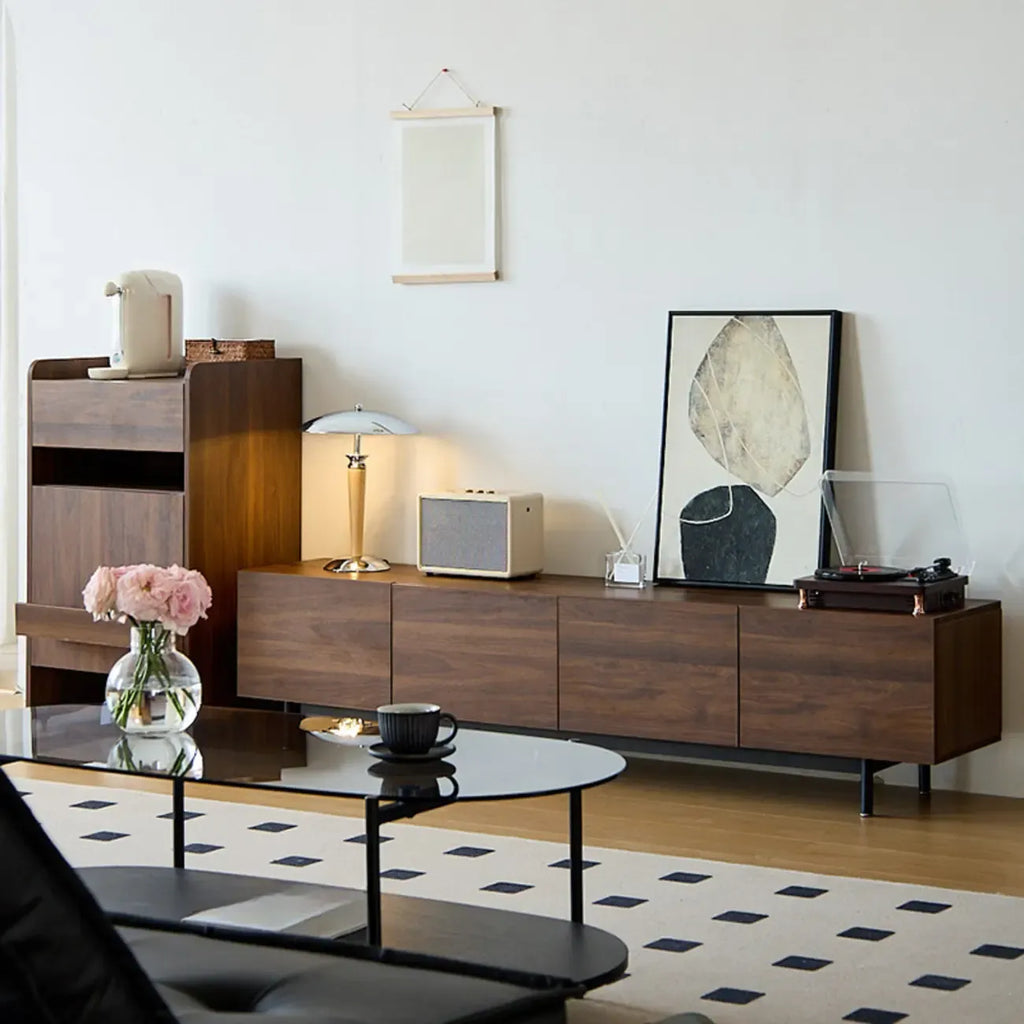 Mid-Century Modern Wood TV Cosole with Storage