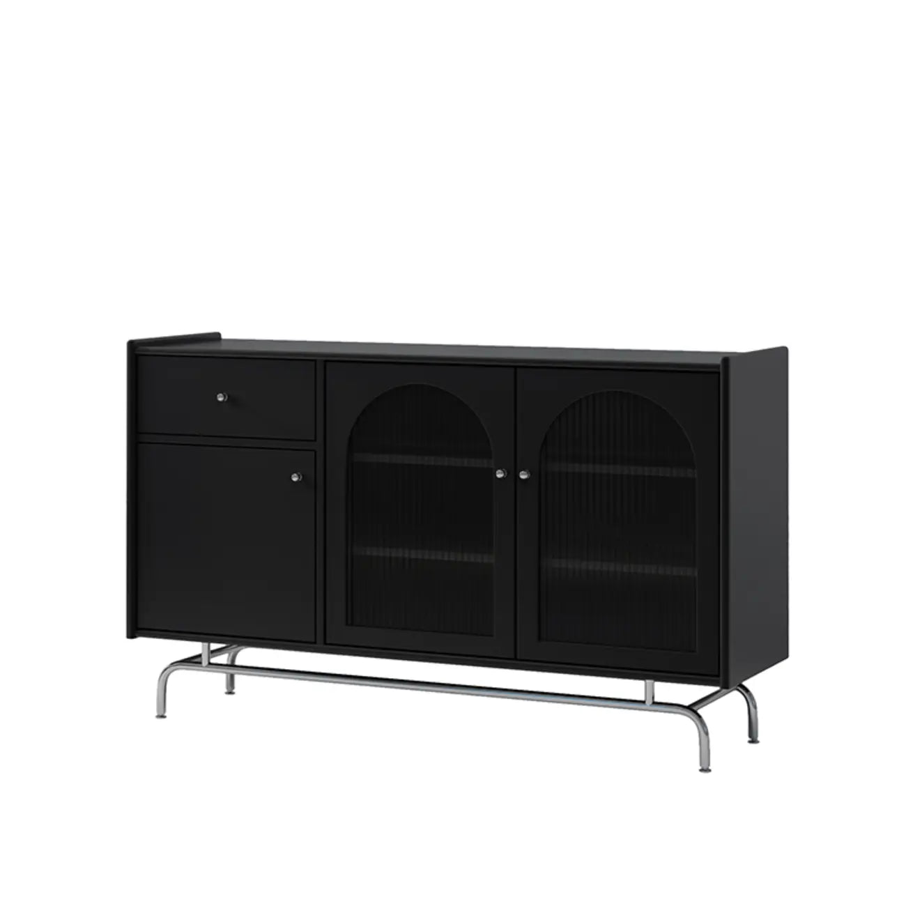 Modern Ink Wood Metal Base Rattan Cabinet for Living Room