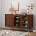Modern Ink Wood Metal Base Rattan Cabinet for Living Room