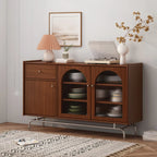 Modern Ink Wood Metal Base Rattan Cabinet for Living Room