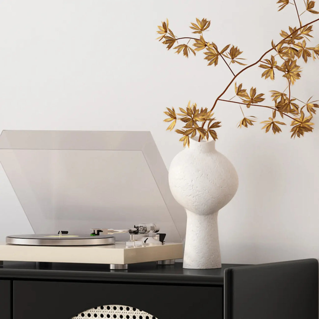 Modern Ink Wood Metal Base Rattan Cabinet for Living Room