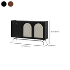 Modern Ink Wood Metal Base Rattan Cabinet for Living Room