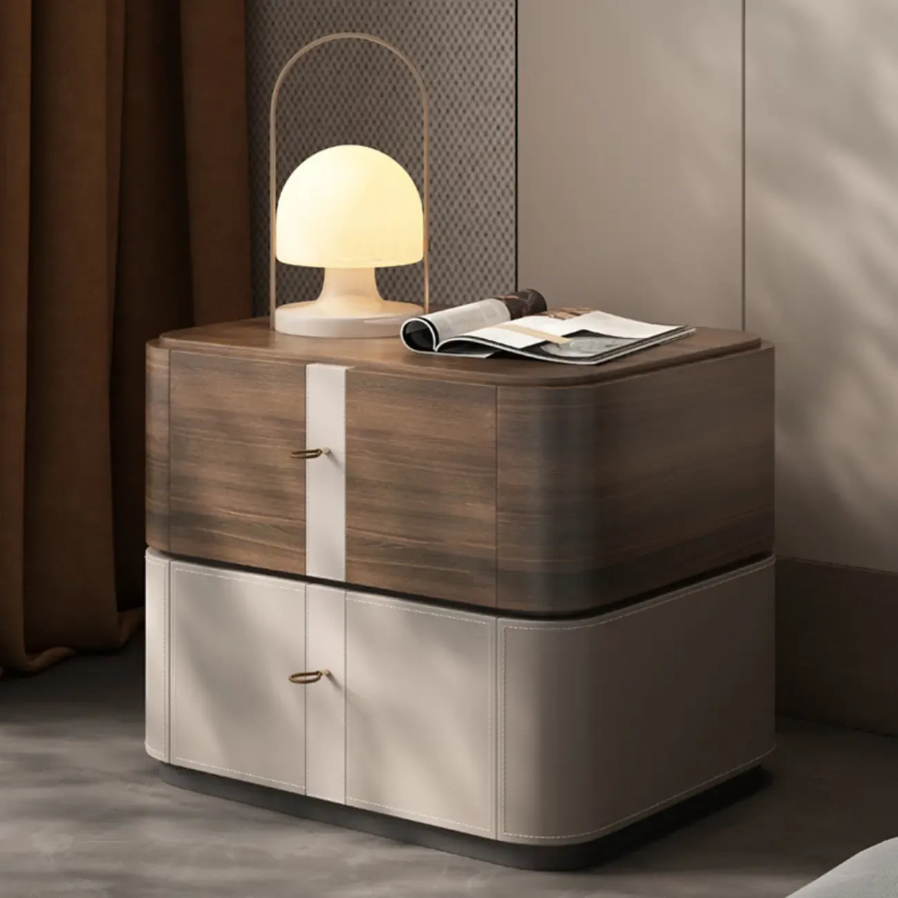 Modern Nightstand with Drawer Storage - Natural Finish