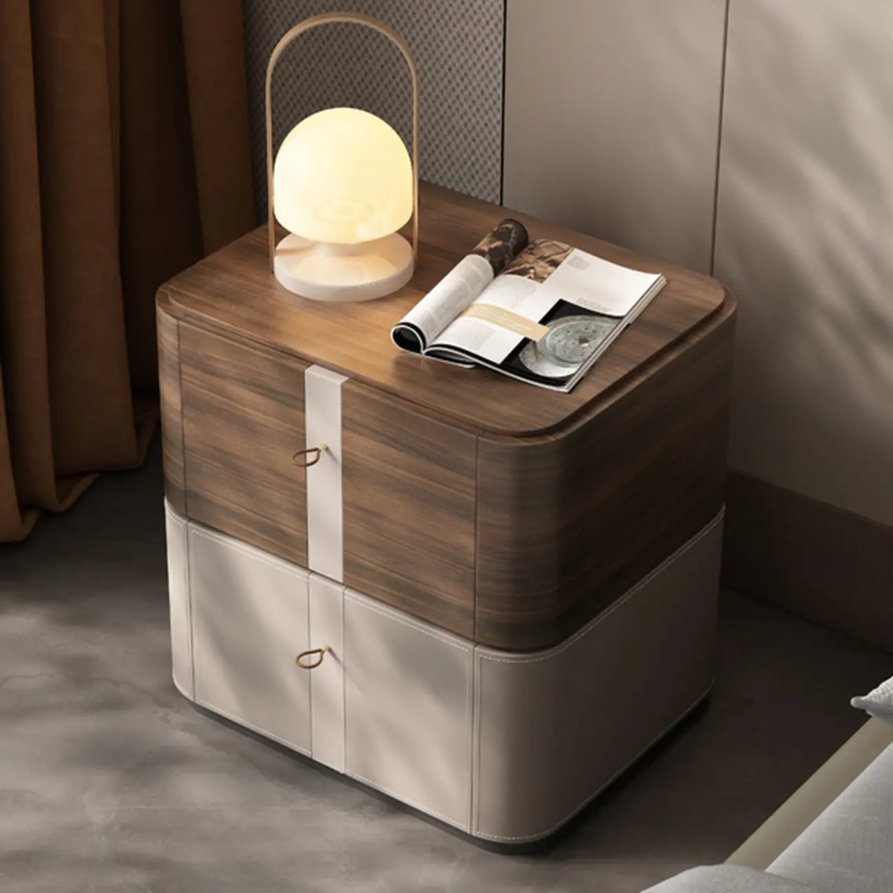 Modern Nightstand with Drawer Storage - Natural Finish