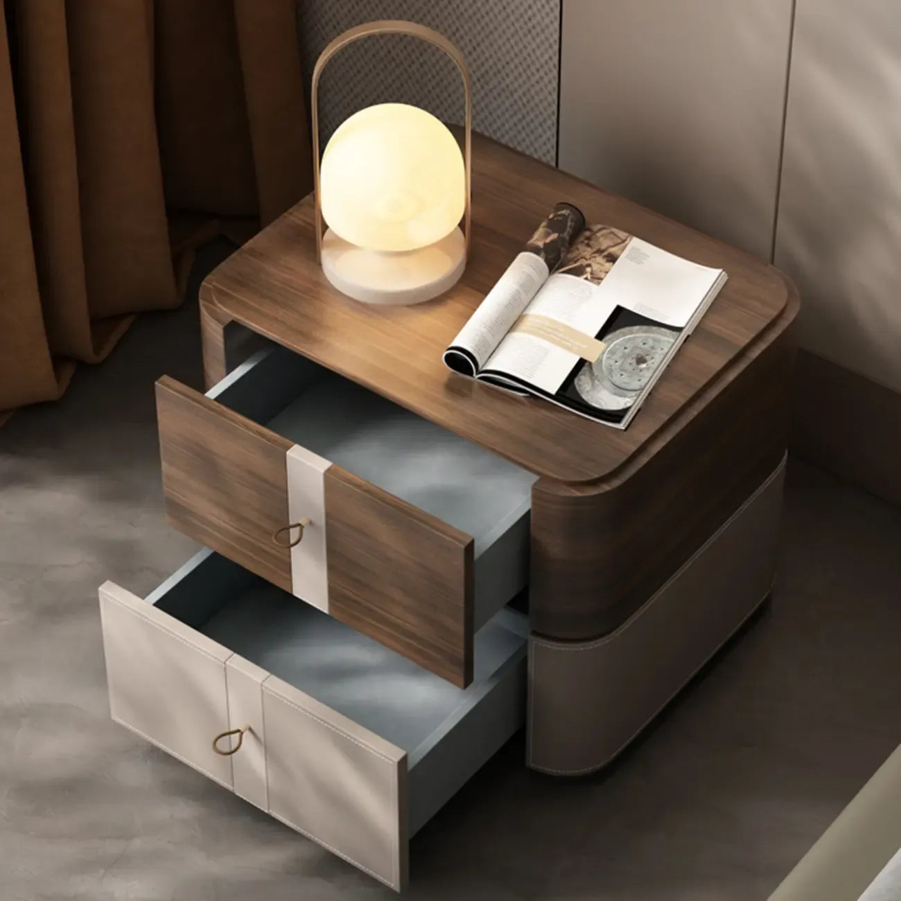 Modern Nightstand with Drawer Storage - Natural Finish