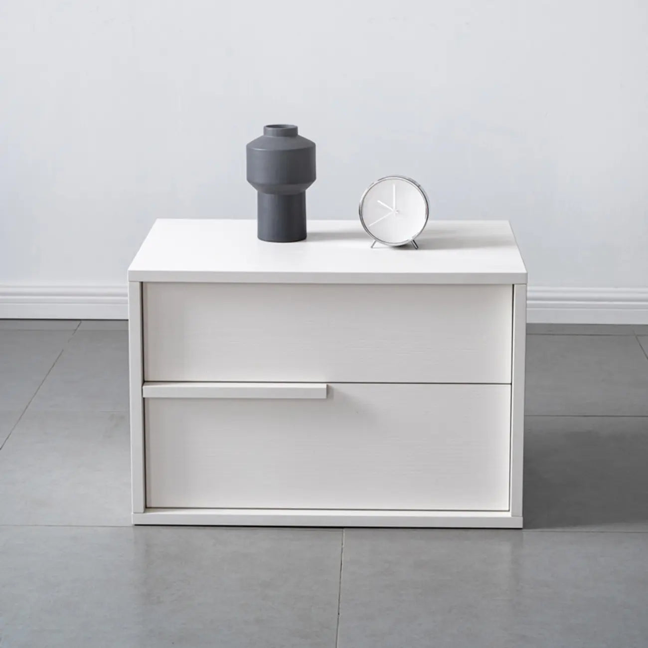 Modern Black Manufactured Wood 2-Drawer Nightstand