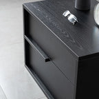 Modern Black Manufactured Wood 2-Drawer Nightstand