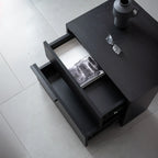 Modern Black Manufactured Wood 2-Drawer Nightstand