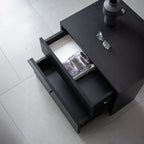 Modern Black Manufactured Wood 2-Drawer Nightstand