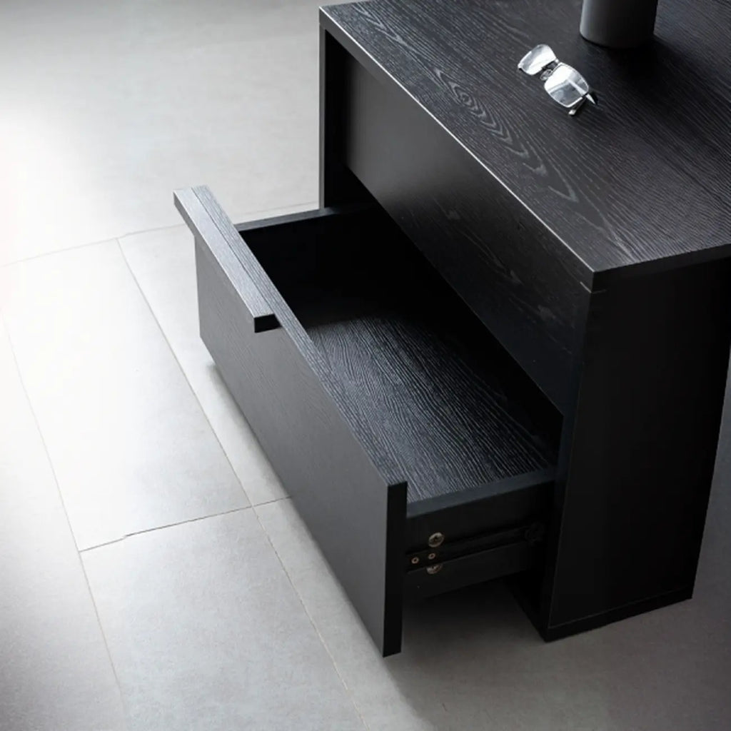 Modern Black Manufactured Wood 2-Drawer Nightstand