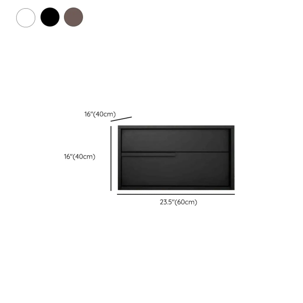 Modern Black Manufactured Wood 2-Drawer Nightstand