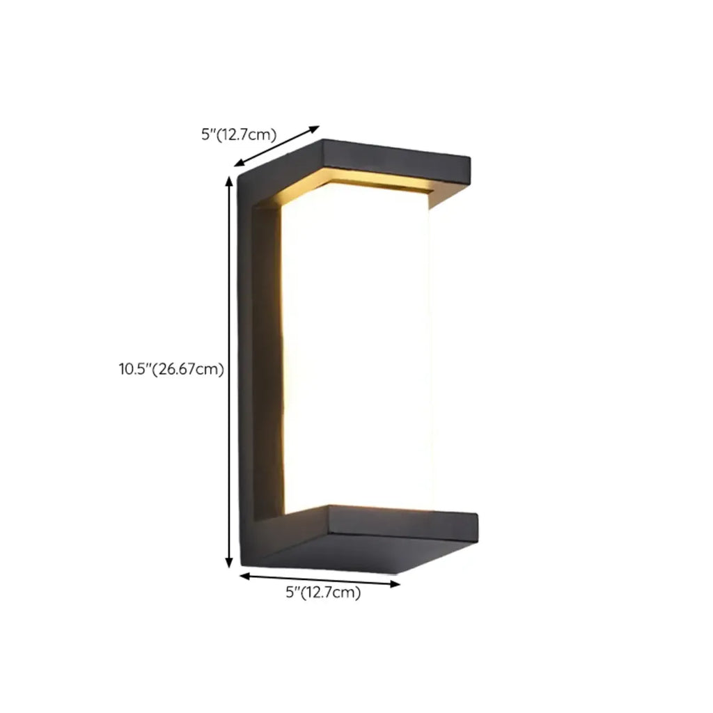 Modern Black Metal Rectangle Minimalist Wall Sconce