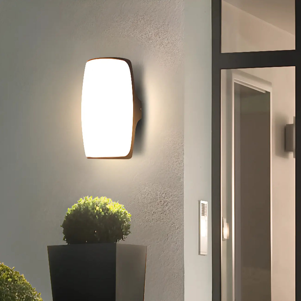 Modern Geometric Black Metal Flush Mount Outdoor Wall Sconce