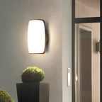 Modern Geometric Black Metal Flush Mount Outdoor Wall Sconce