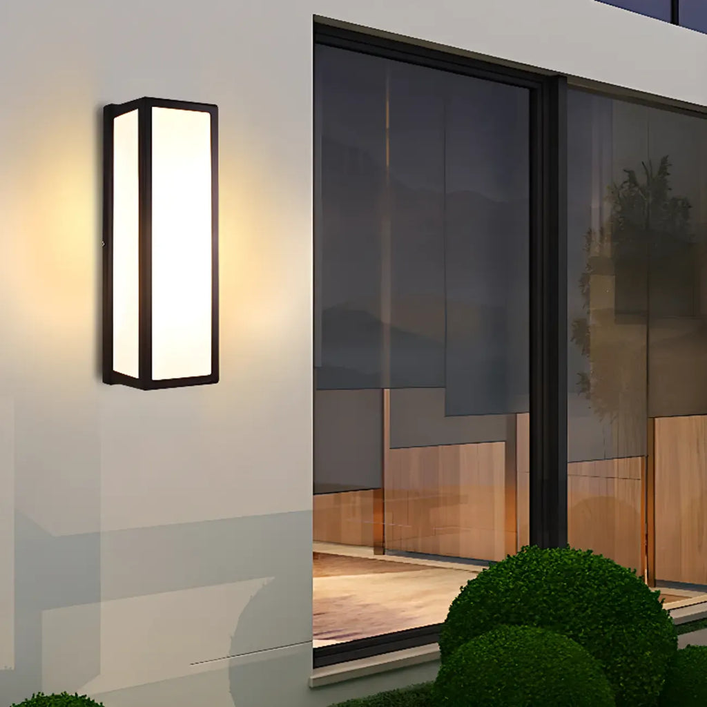 Modern Geometric Black Metal Flush Mount Outdoor Wall Sconce