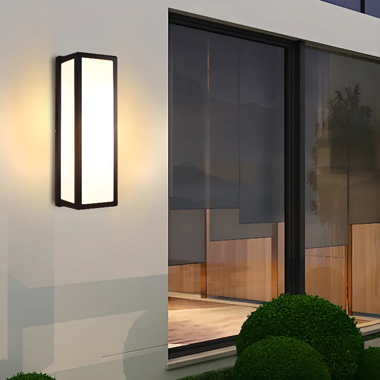 Modern Geometric Black Metal Flush Mount Outdoor Wall Sconce
