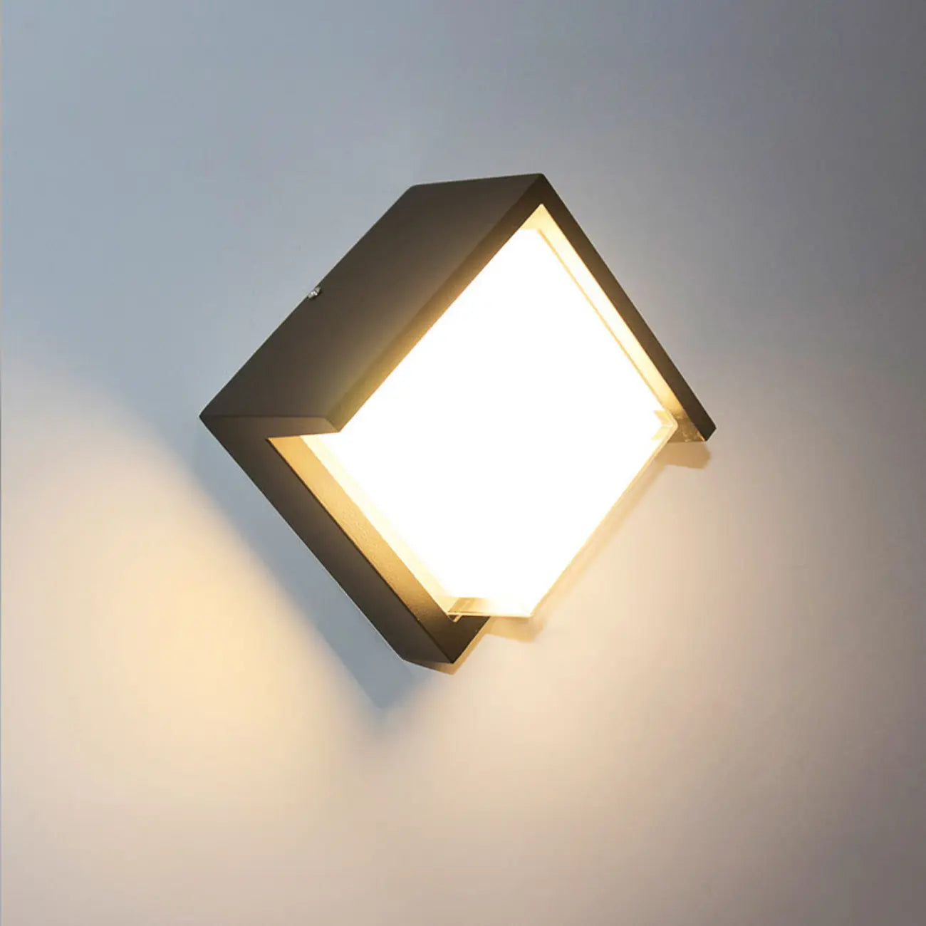 Modern Geometric Black Metal Flush Mount Outdoor Wall Sconce