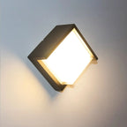Modern Geometric Black Metal Flush Mount Outdoor Wall Sconce