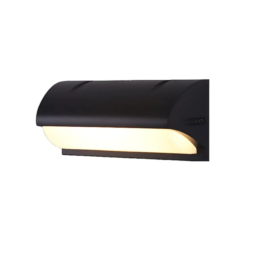 Modern Geometric Black Metal Flush Mount Outdoor Wall Sconce
