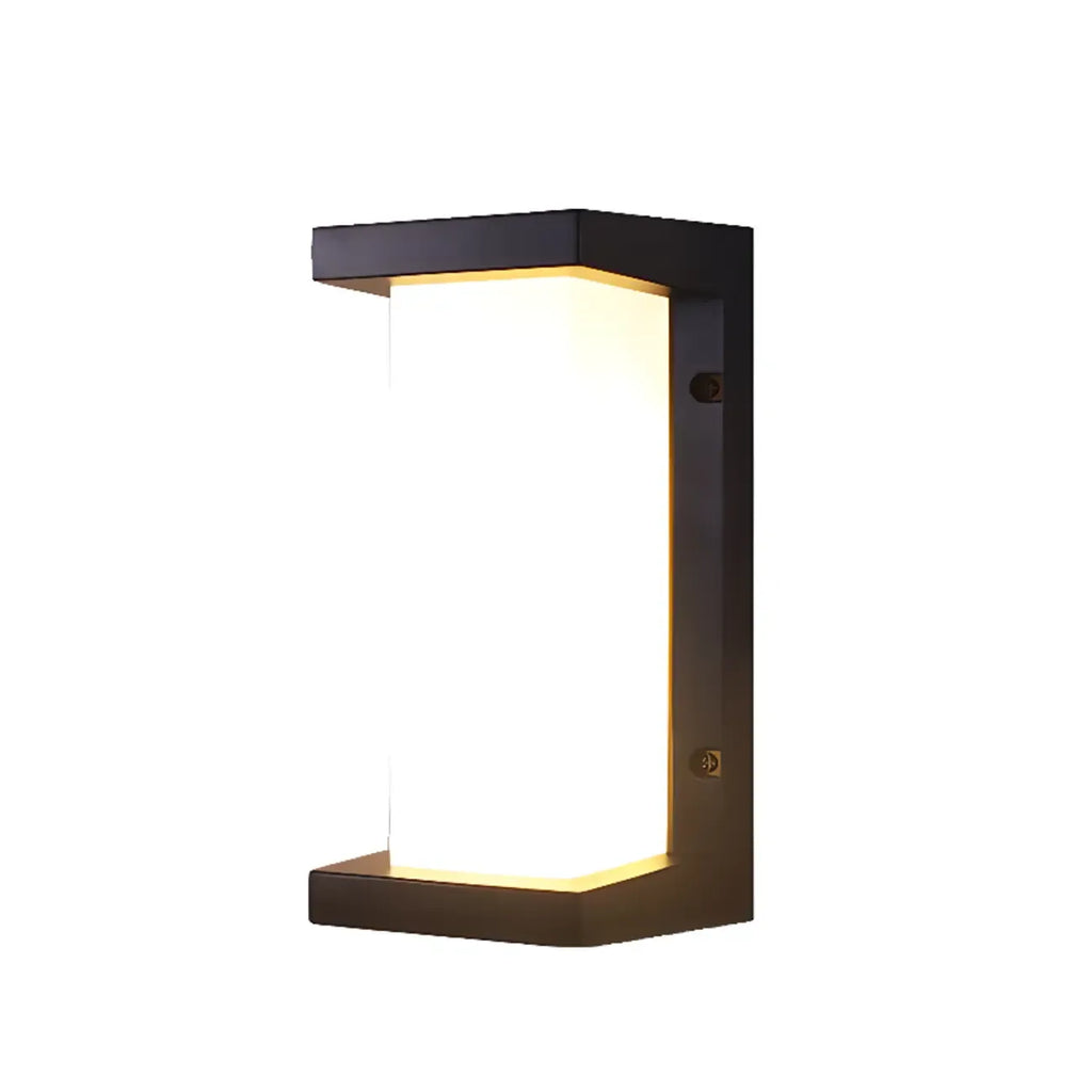 Modern Geometric Black Metal Flush Mount Outdoor Wall Sconce