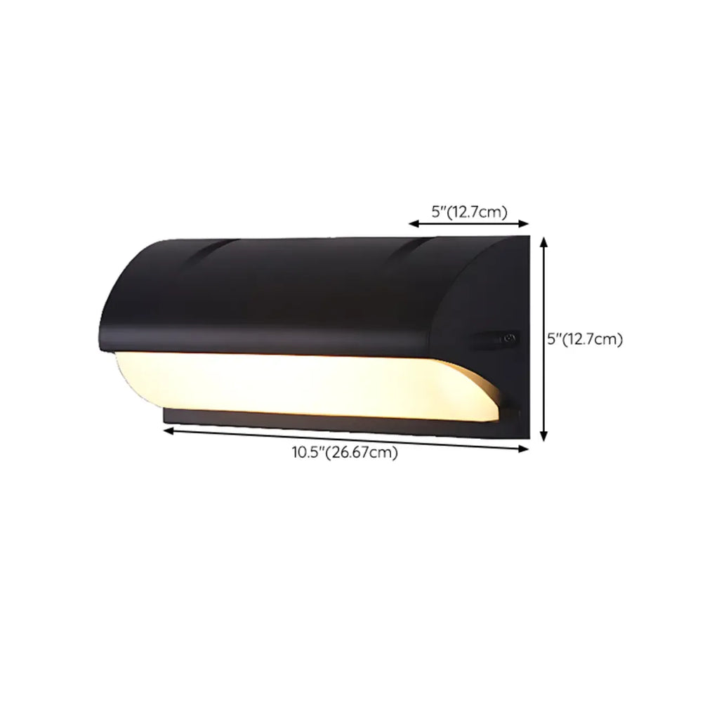 Modern Geometric Black Metal Flush Mount Outdoor Wall Sconce