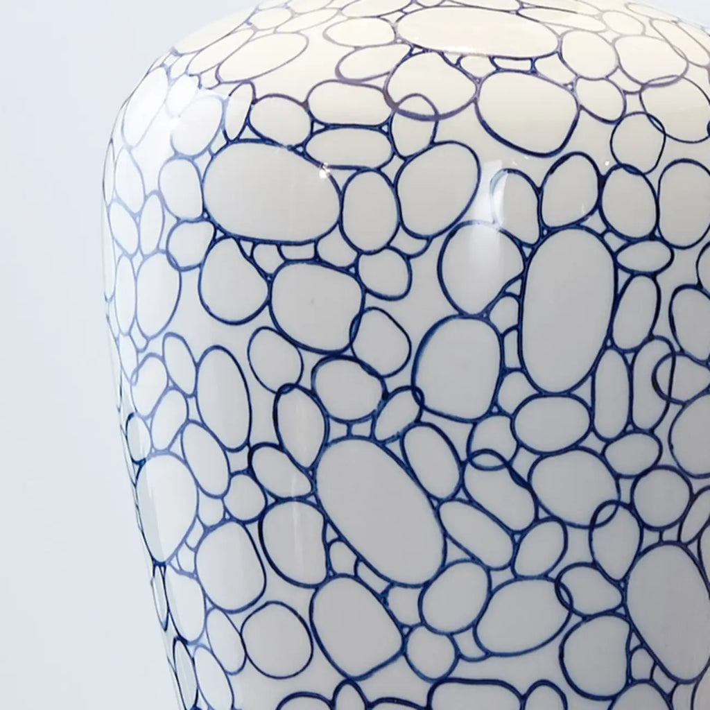 Elegant Ceramic Table Lamp with Geometric Fabric Shade