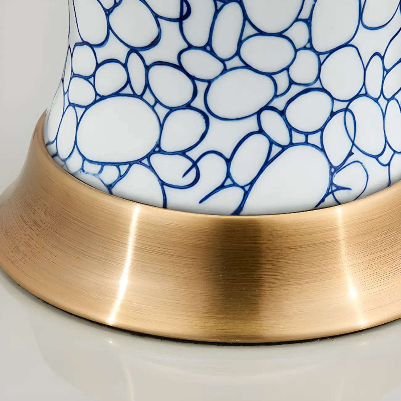 Elegant Ceramic Table Lamp with Geometric Fabric Shade