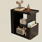 Postmodern 3 Shelves Open Storage Rolling Nightstand with Light