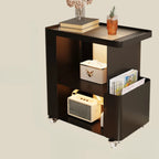 Postmodern 3 Shelves Open Storage Rolling Nightstand with Light