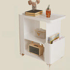 Postmodern 3 Shelves Open Storage Rolling Nightstand with Light
