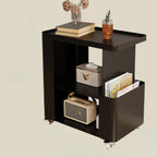 Postmodern 3 Shelves Open Storage Rolling Nightstand with Light