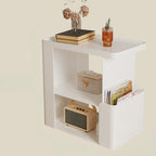 Postmodern 3 Shelves Open Storage Rolling Nightstand with Light