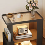 Postmodern 3 Shelves Open Storage Rolling Nightstand with Light