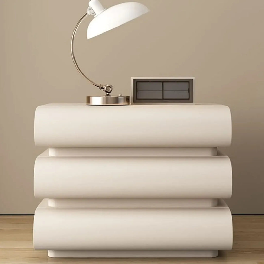 Minimalist Leather Top Wood Frame 3-Drawer Nightstand